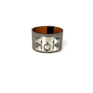 Authentic HERMES Collier de Chien Etoupe Leather Bracelet T3
